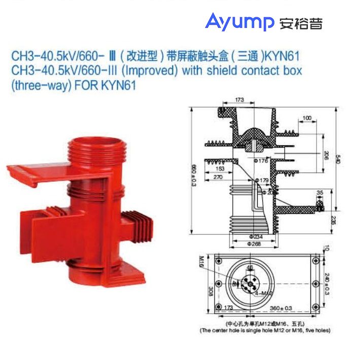 CH3-40.5kV 660-Ⅲ (改進(jìn)型 )帶屏蔽觸頭盒 (三通)KYN61